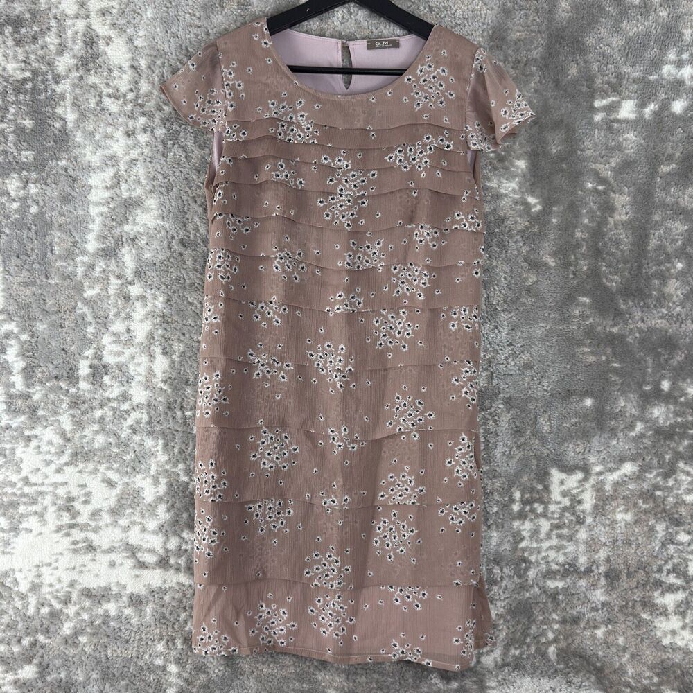 Grain De Malice Size M Layered Mini Shift Dress Dusty Pink Cap Sleeve Zip‎
